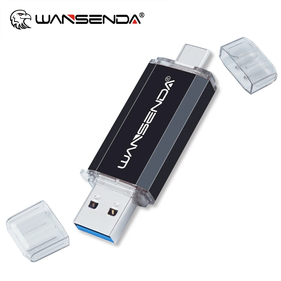WANSENDA OTG Type-C USB 3.0 Flash Drive - 16GB to 512GB, 6 Colours