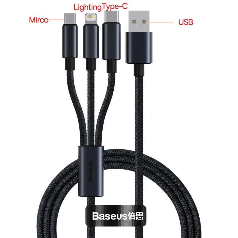 Baseus Type-C to Lightning Braided Cable - 3A Fast Charge, CE/FCC/RoHS
