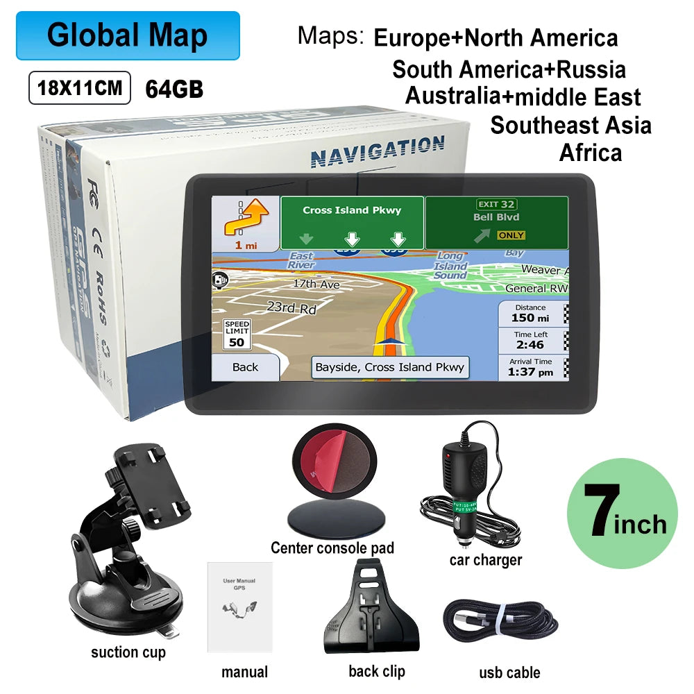 WEEKJOOY 7-Inch GPS Navigator - Europe/North America Maps, 8GB, FM Music