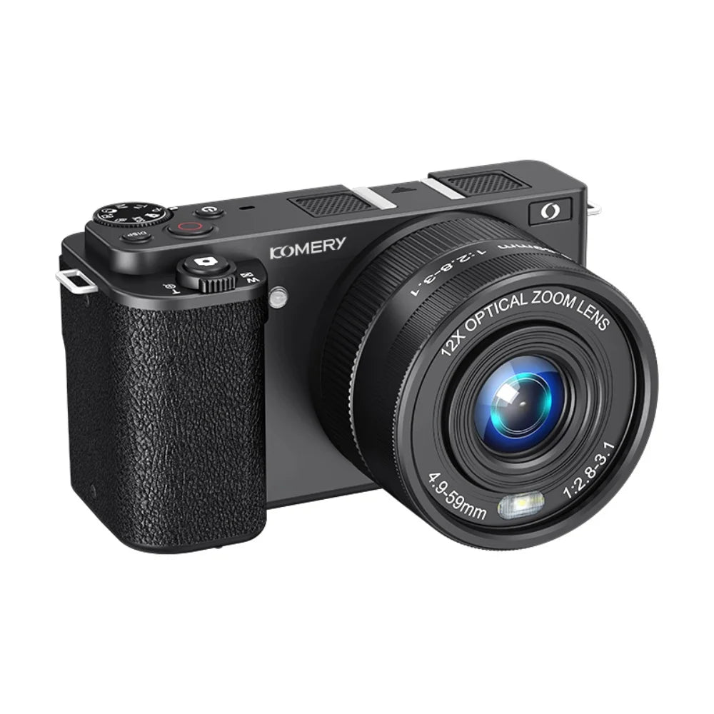 4K 64MP Digital Vlog Camera - 12X Optical Zoom, Flip Screen & Webcam