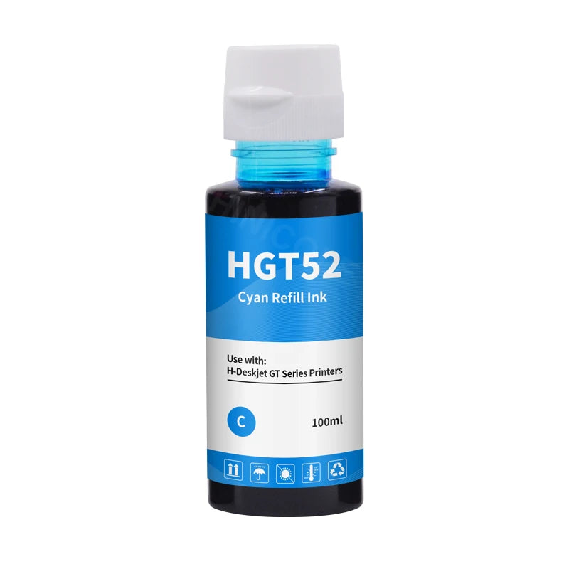 HINICOLE GT51 GT52 Dye Ink Refill Kit - 100ml Compatible Bottles for HP