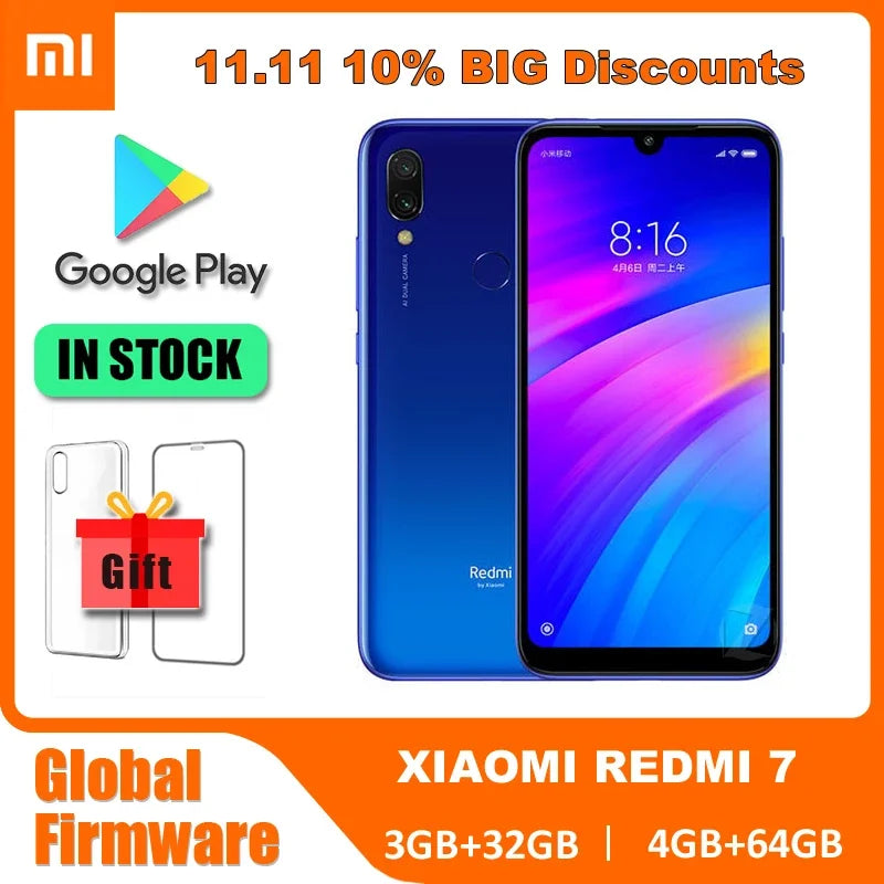 Xiaomi Redmi 7 Global ROM - 4GB/64GB, 6.81-Inch, 4000mAh, Rear Fingerprint