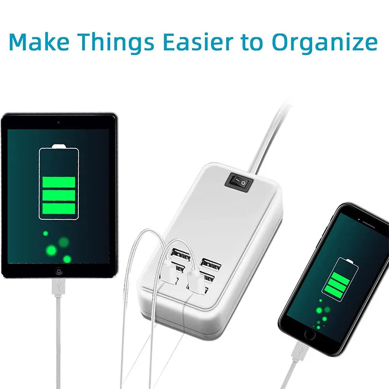 Wsellda 6-Port USB Wall Charger Hub - 5V/3A, EU/US Plug with Switcher