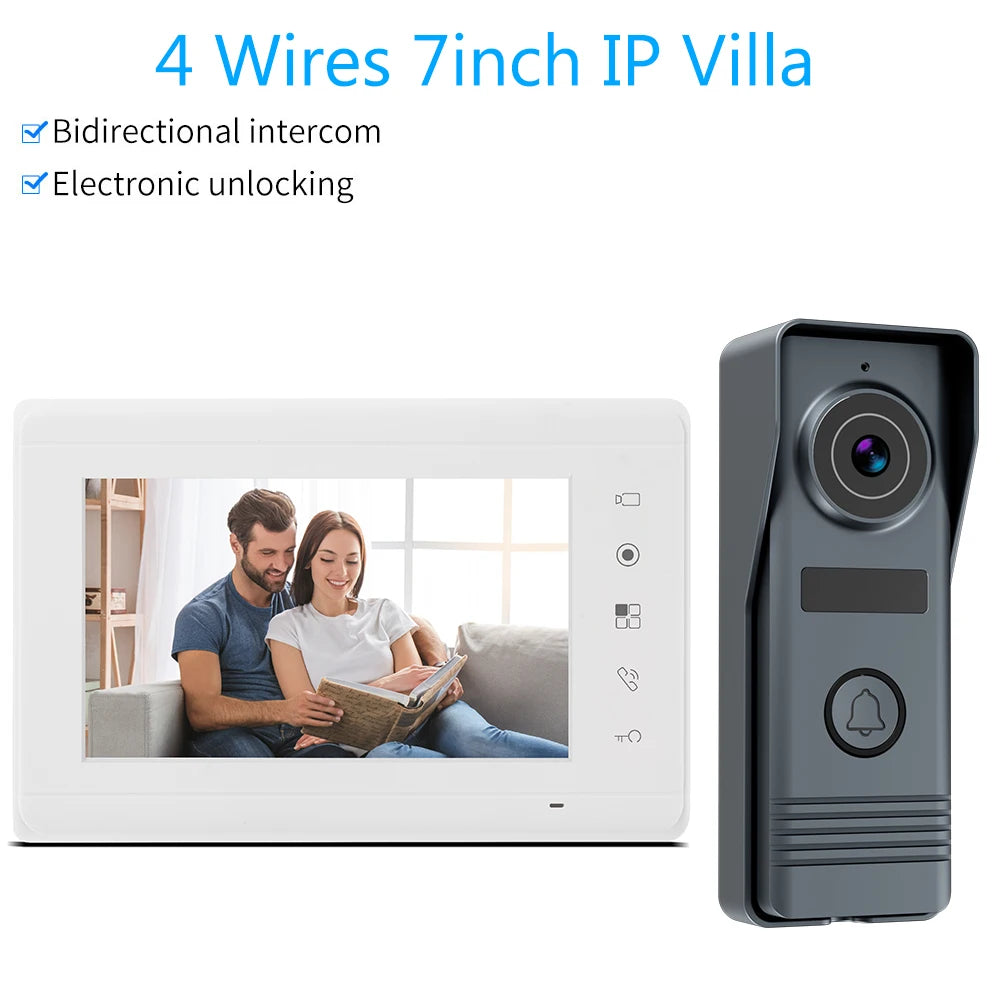 7-Inch Wired Video Intercom System - CMOS Colour Doorbell & HDMI Monitor