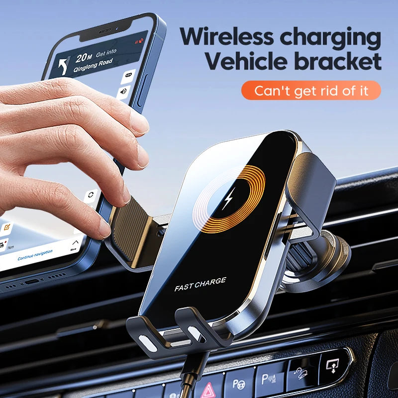 15W Wireless Car Charger Mount - Intelligent Sensing, Air Vent, Universal