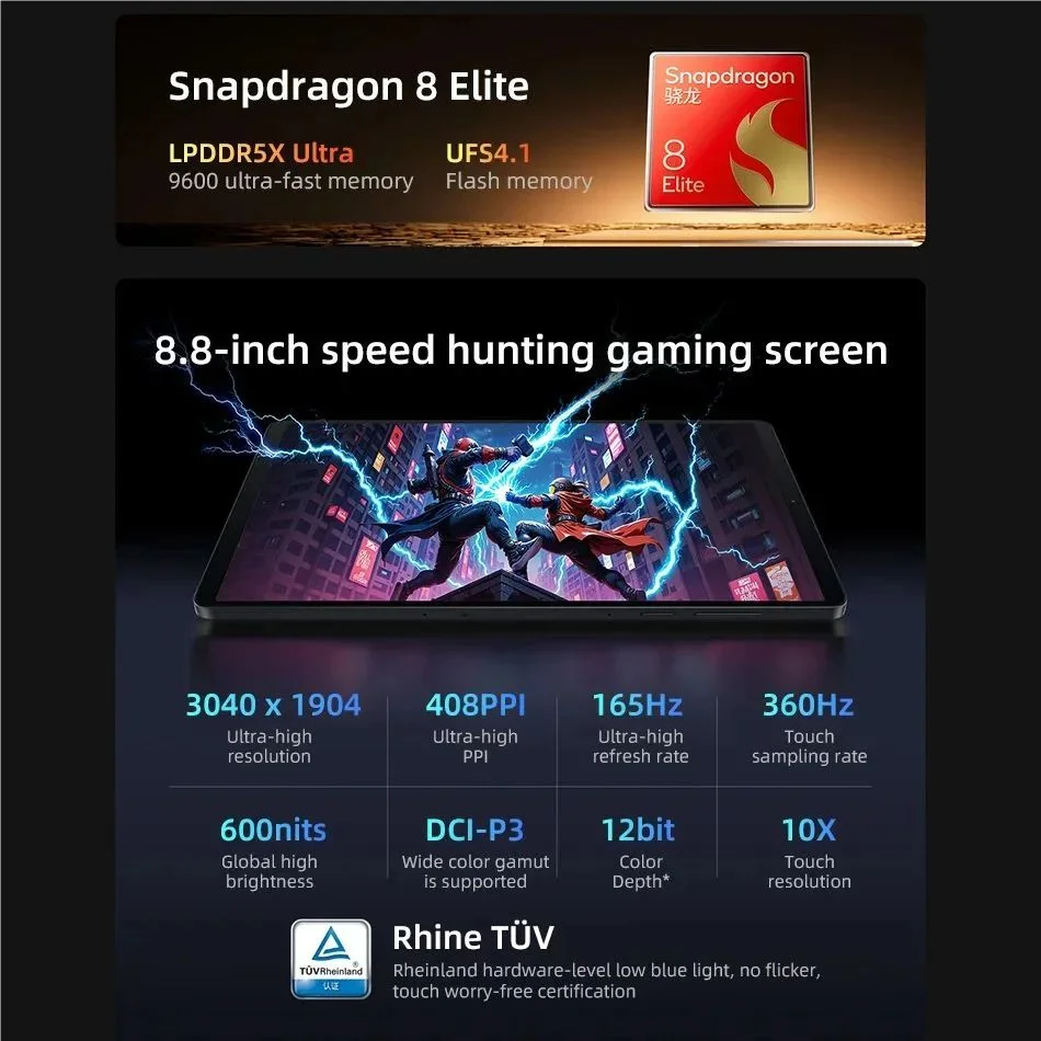 Lenovo Legion Y700 2025 Gen 4 - Snapdragon 8 Elite, 8.8" 165Hz, 7600mAh