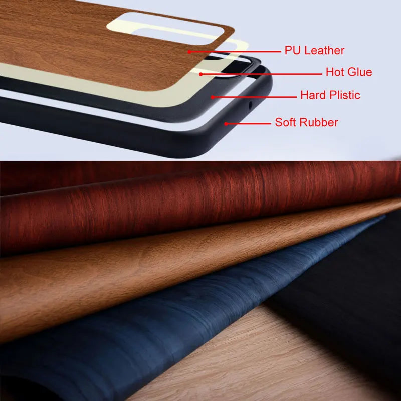 Bamboo Wood PU Leather Case for Samsung Galaxy Z Flip 3/4/5 5G