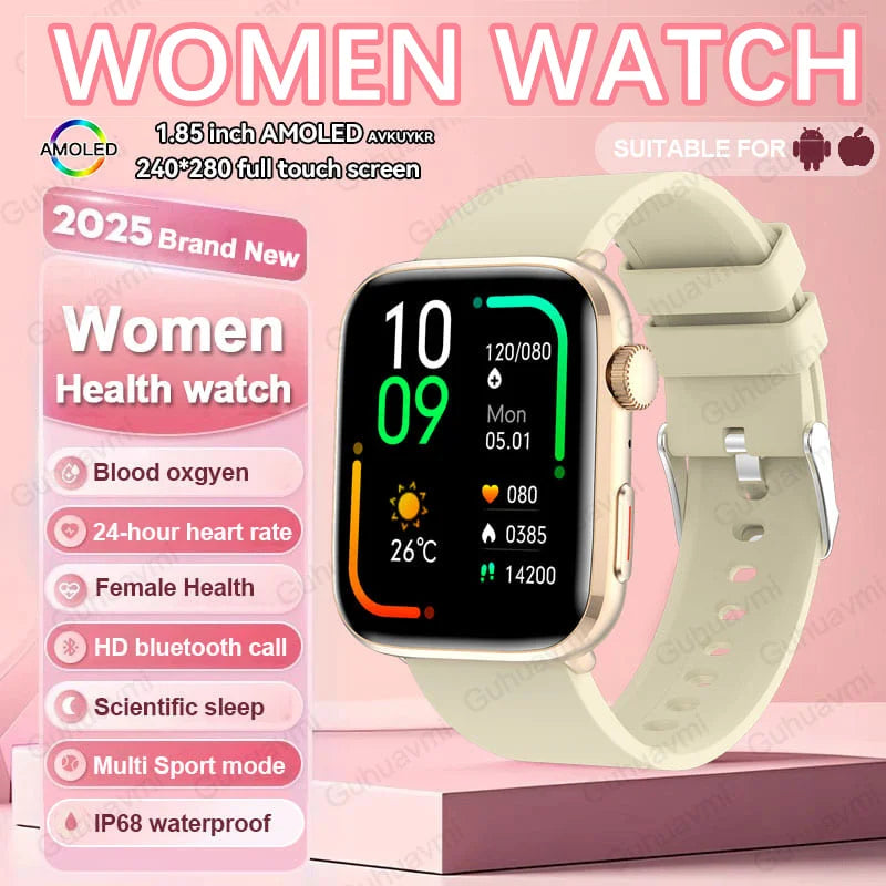 2025 AI Diagnosis Smartwatch - HRV+PPG, IP68, NFC, 100+ Sports & HD BT Call