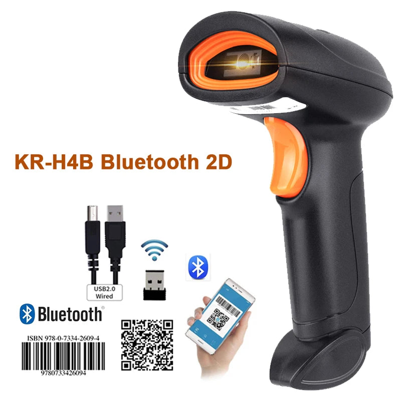 HONOURWOLF L8BL / S8 2D Barcode Scanner - Bluetooth, 2.4G and USB
