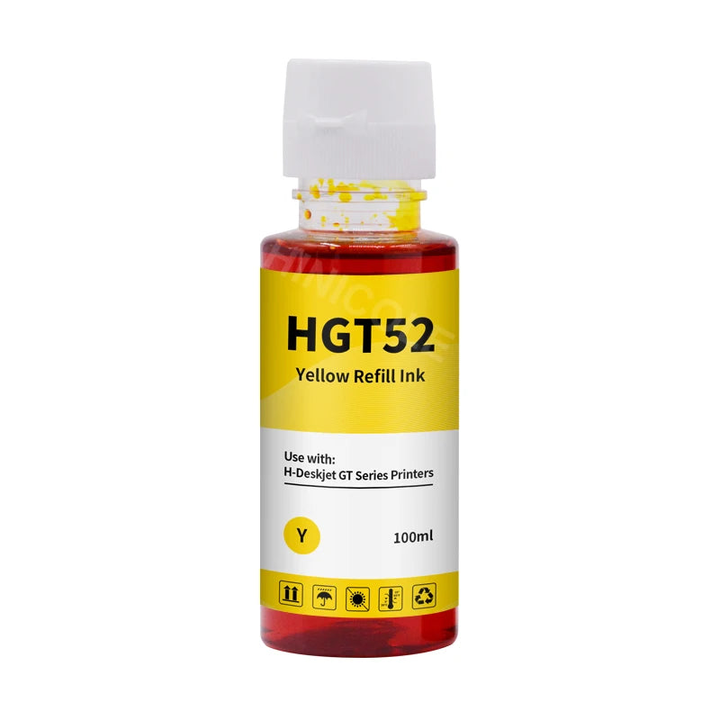 HINICOLE GT51 GT52 Dye Ink Refill Kit - 100ml Compatible Bottles for HP