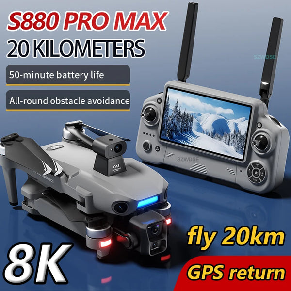S880 Max 8K GPS Fishing Drone - Dual Camera, 3-Axis Gimbal & Airdrop