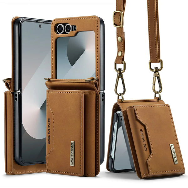 HQBBRO Crossbody Leather Wallet Case - Samsung Galaxy Z Flip 3-7 FE 5G