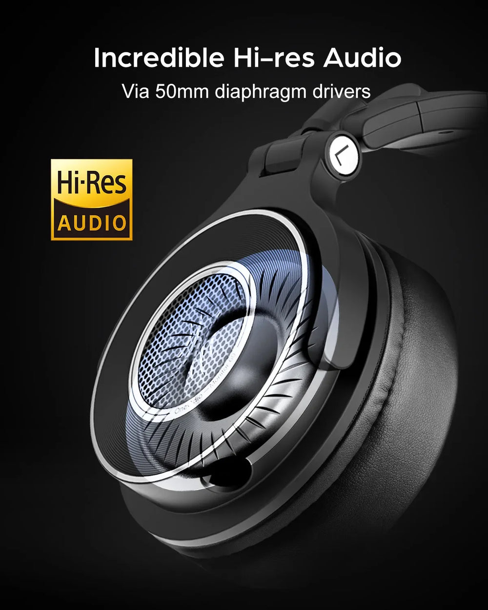 Oneodio Monitor 60 Wired DJ Headphones - 50mm Driver, Hi-Res, 3-Cable Set