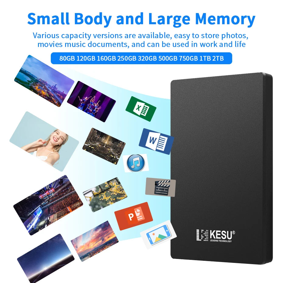 KESU 2.5-Inch Portable External HDD - USB 3.0, PS4 Compatible, 500GB-2TB
