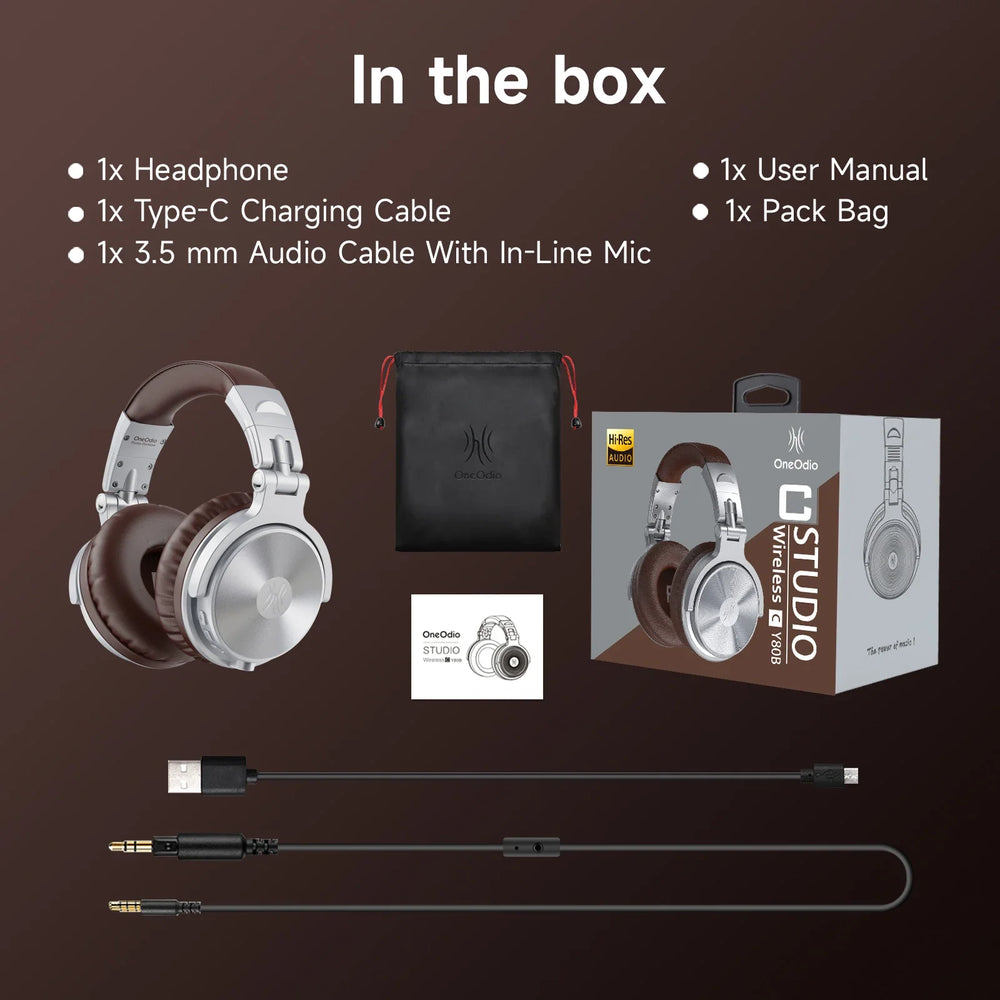 Oneodio Pro C Wireless Headphones - BT 5.2, 1000mAh, 110 Hours, 50mm