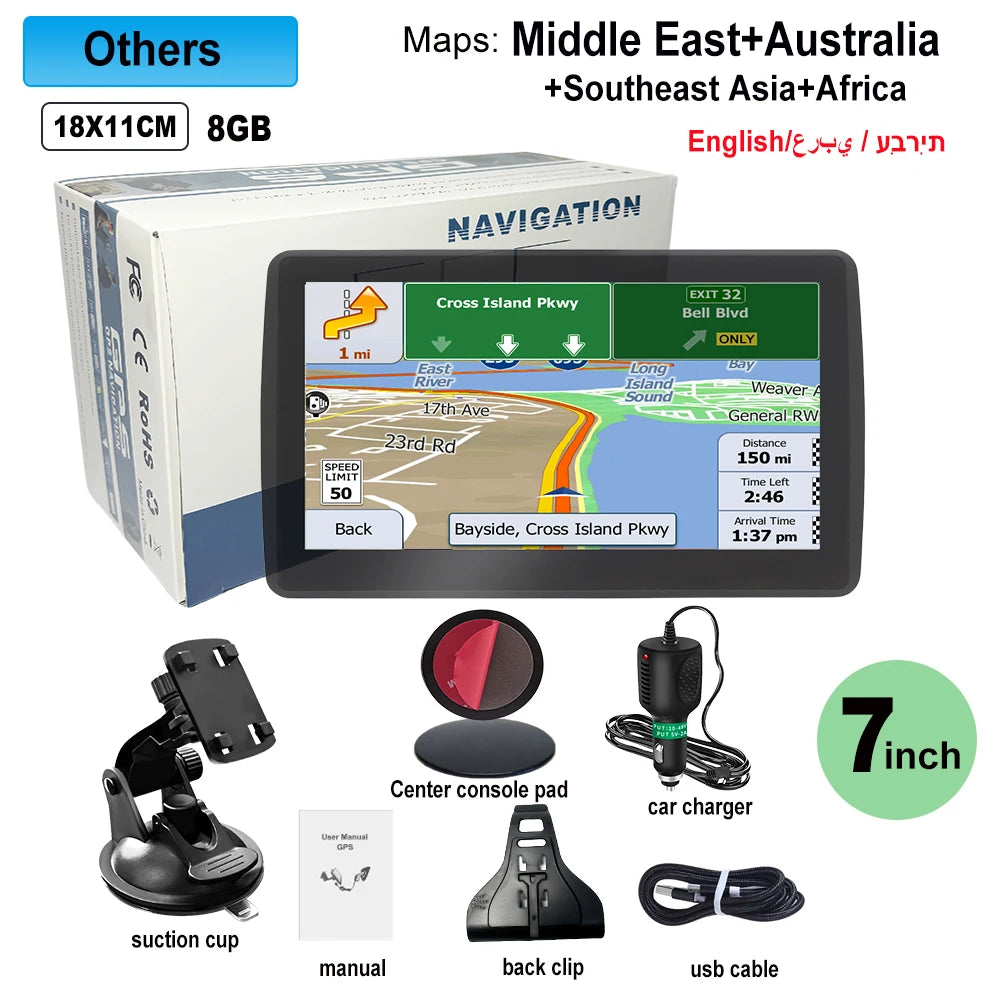 WEEKJOOY 7-Inch GPS Navigator - Europe/North America Maps, 8GB, FM Music