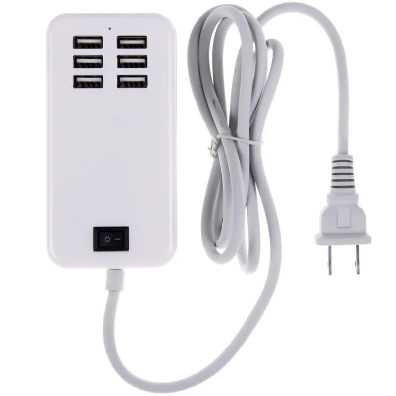 Wsellda 6-Port USB Wall Charger Hub - 5V/3A, EU/US Plug with Switcher