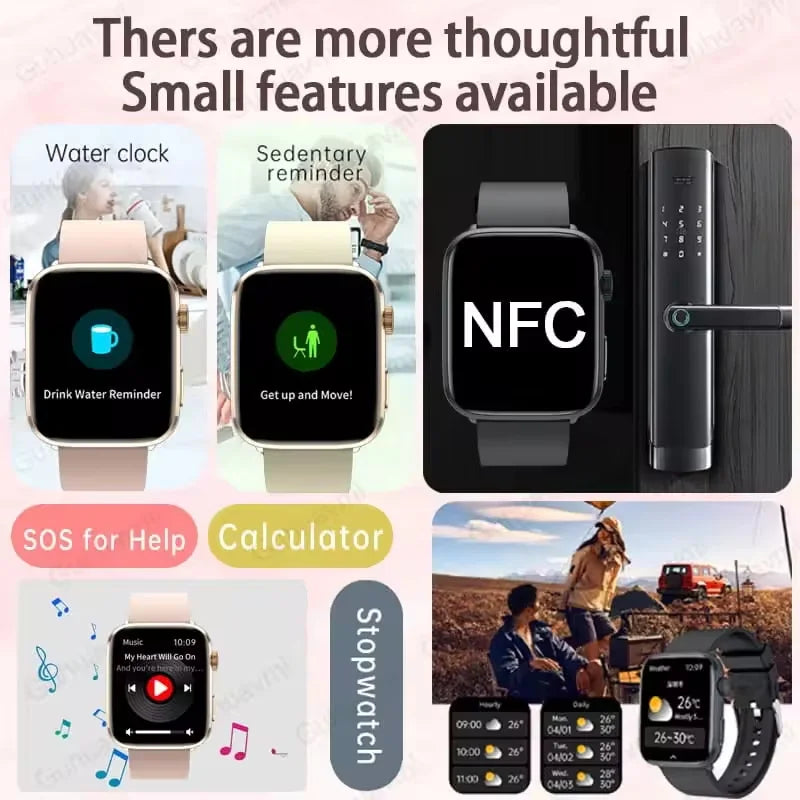 2025 AI Diagnosis Smartwatch - HRV+PPG, IP68, NFC, 100+ Sports & HD BT Call