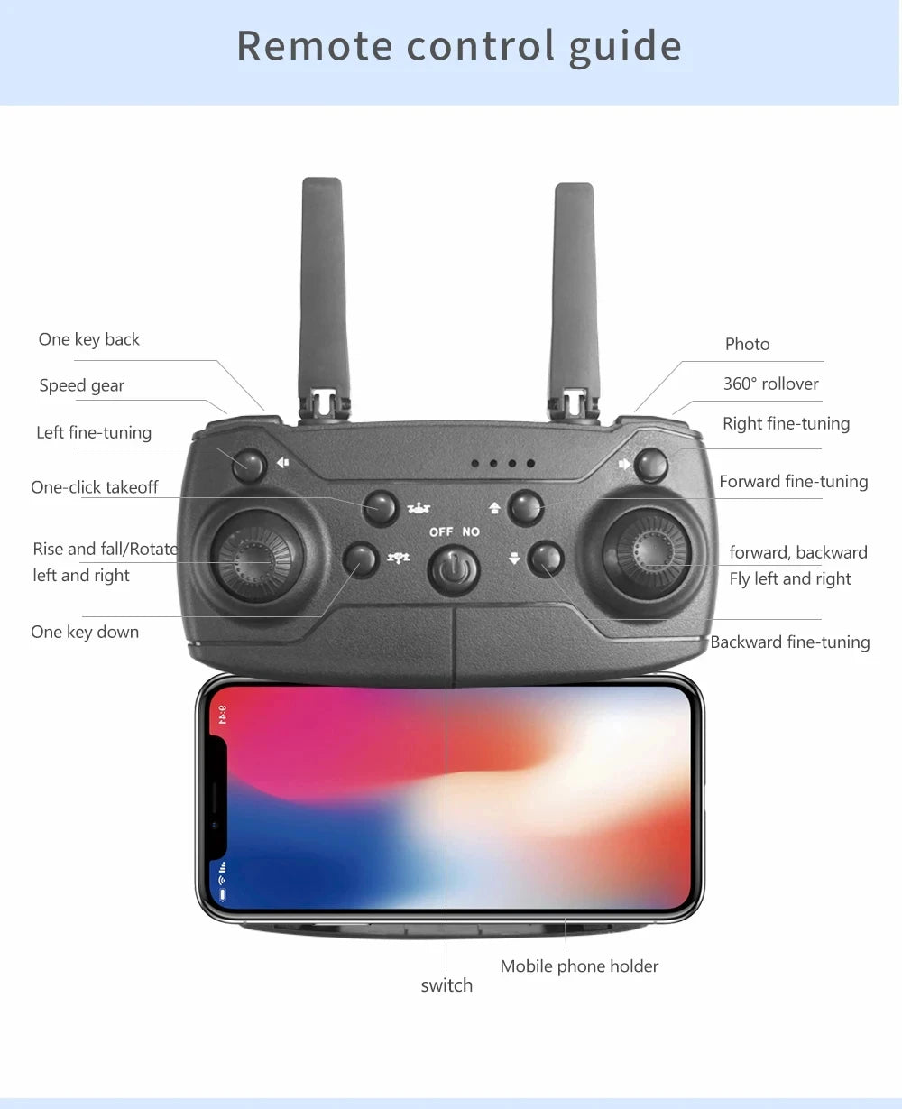 E88 Pro 4K Foldable RC Drone 2024 - 1080P, WiFi FPV & Height Hold