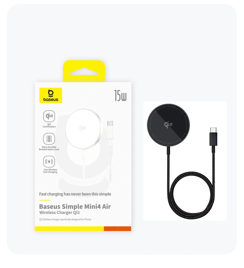 Baseus 15W Qi2 Magnetic Wireless Charger - iPhone 13-17 Pro Max & AirPods