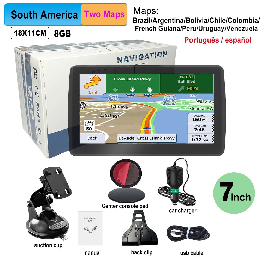 WEEKJOOY 7-Inch GPS Navigator - Europe/North America Maps, 8GB, FM Music