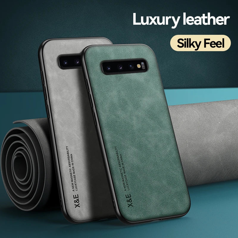 Peaktop Magnetic Leather Car Holder Case - Samsung S8-S10+, Note 8-10