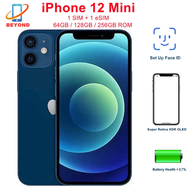 Apple iPhone 12 Mini 5G - 5.4" A14 OLED, 4GB RAM, Face ID & NFC Unlocked