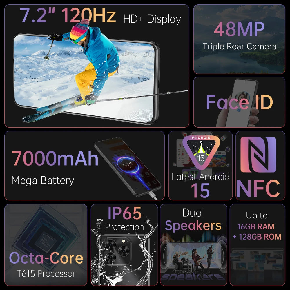 Cubot Note 60 Android 15 - 7.2" 120Hz, 16GB RAM, 48MP, 7000mAh, 18W