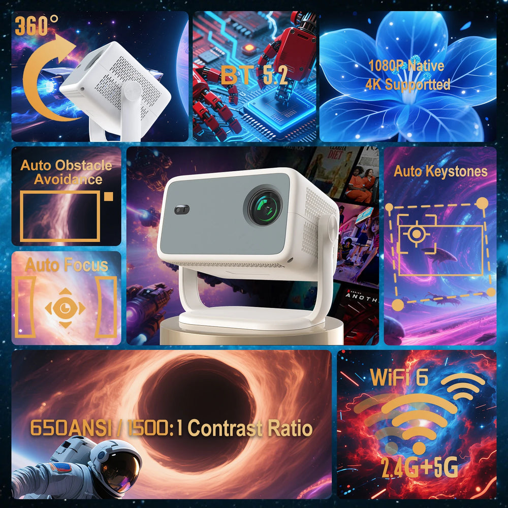 Velec TP350 NTV Smart Projector - Native 1080P, 650ANSI, Android 13