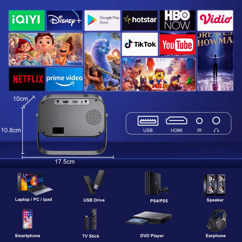 ZDSSY P28B Android 11 Projector - 4K Support, 10000 Lumens, Airplay & Miracast