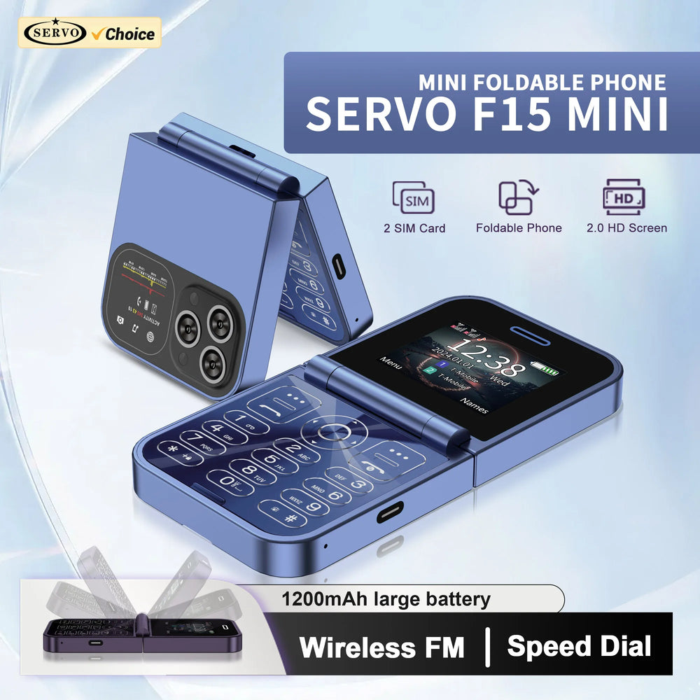 SERVO F15 Mini 2G Flip Phone - 2.0-Inch, Dual SIM, Magic Voice, Type-C