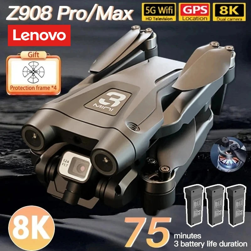 Lenovo Z908 Pro Max 8K GPS Drone - Optical Flow, 3-Side Obstacle Avoidance