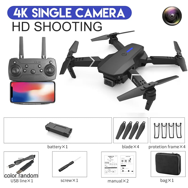 E88 Pro 4K Foldable RC Drone 2024 - 1080P, WiFi FPV & Height Hold
