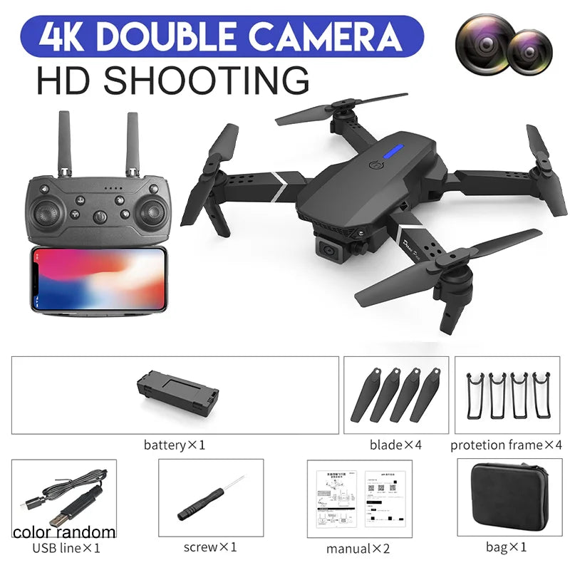 E88 Pro 4K Foldable RC Drone 2024 - 1080P, WiFi FPV & Height Hold