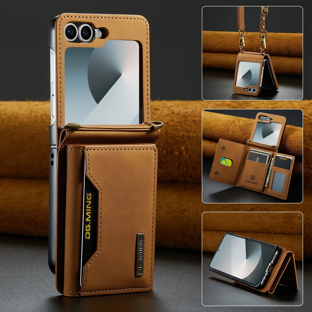 HQBBRO Crossbody Leather Wallet Case - Samsung Galaxy Z Flip 3-7 FE 5G