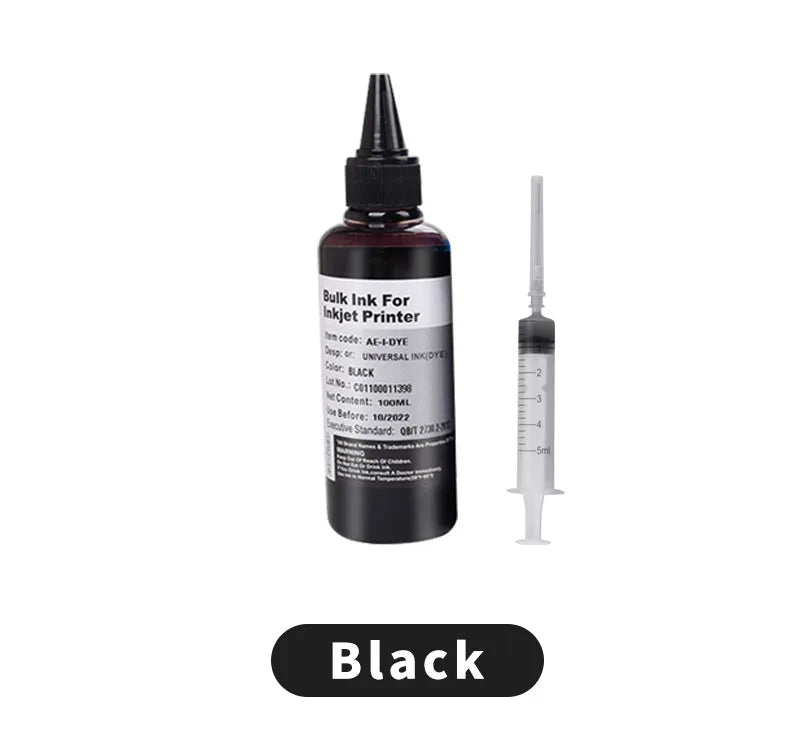 Aomya 100ml Universal Dye Refill Ink Set - Canon, HP, Epson, Brother CISS