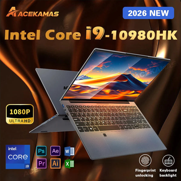 ACEKAMAS 2026 15.6" i9-10980HK Gaming Laptop - 16GB DDR4, 1TB SSD, Win11 Pro