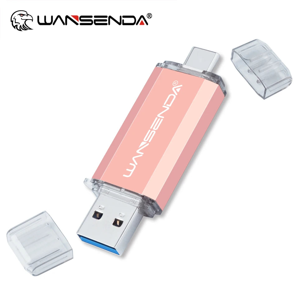WANSENDA OTG Type-C USB 3.0 Flash Drive - 16GB to 512GB, 6 Colours