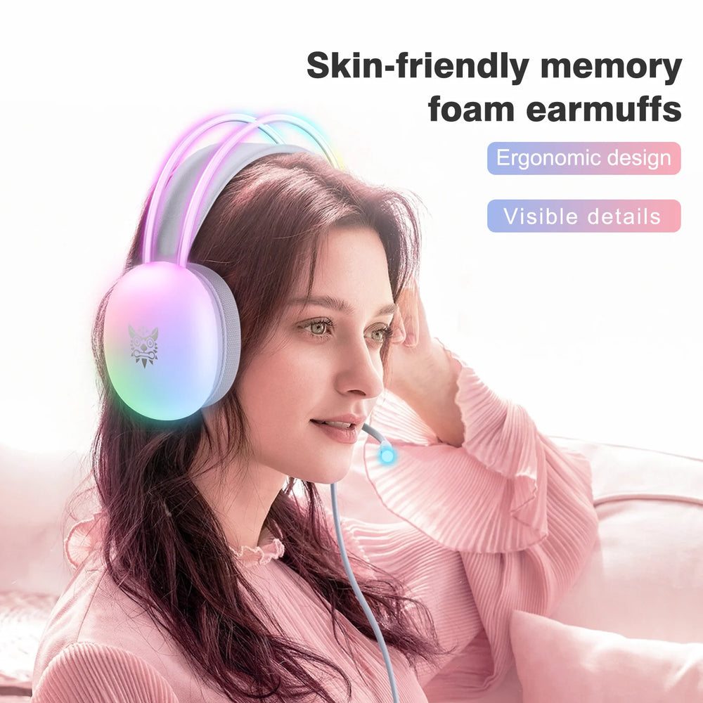 ONIKUMA RGB Gaming Headset - Dynamic Illumination, Noise-Cancelling Mic