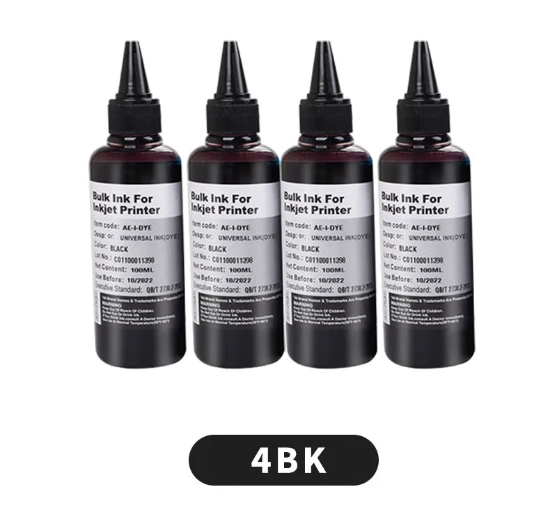 Aomya 100ml Universal Dye Refill Ink Set - Canon, HP, Epson, Brother CISS