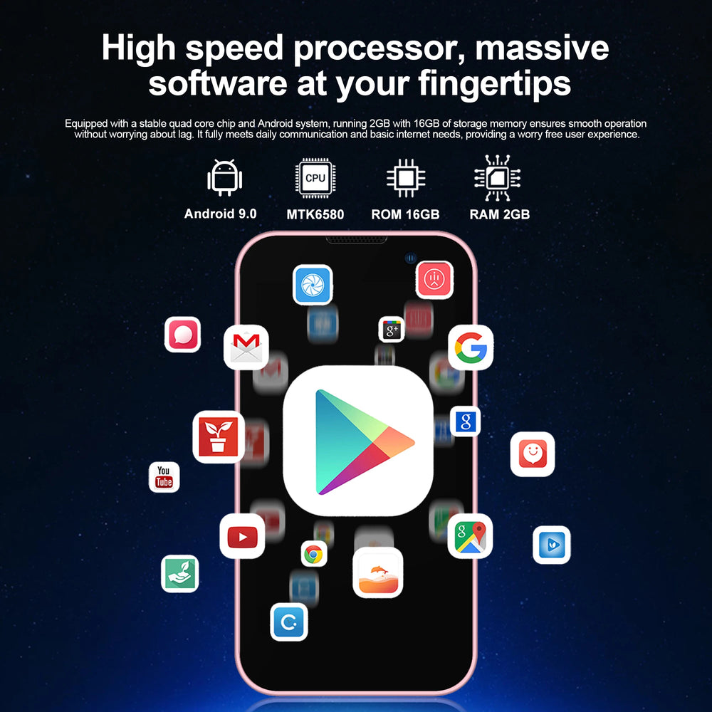 SERVO Mini 2026 Pocket Smartphone - 3.0" HD, 2GB/16GB, 3G, Android 9, GPS