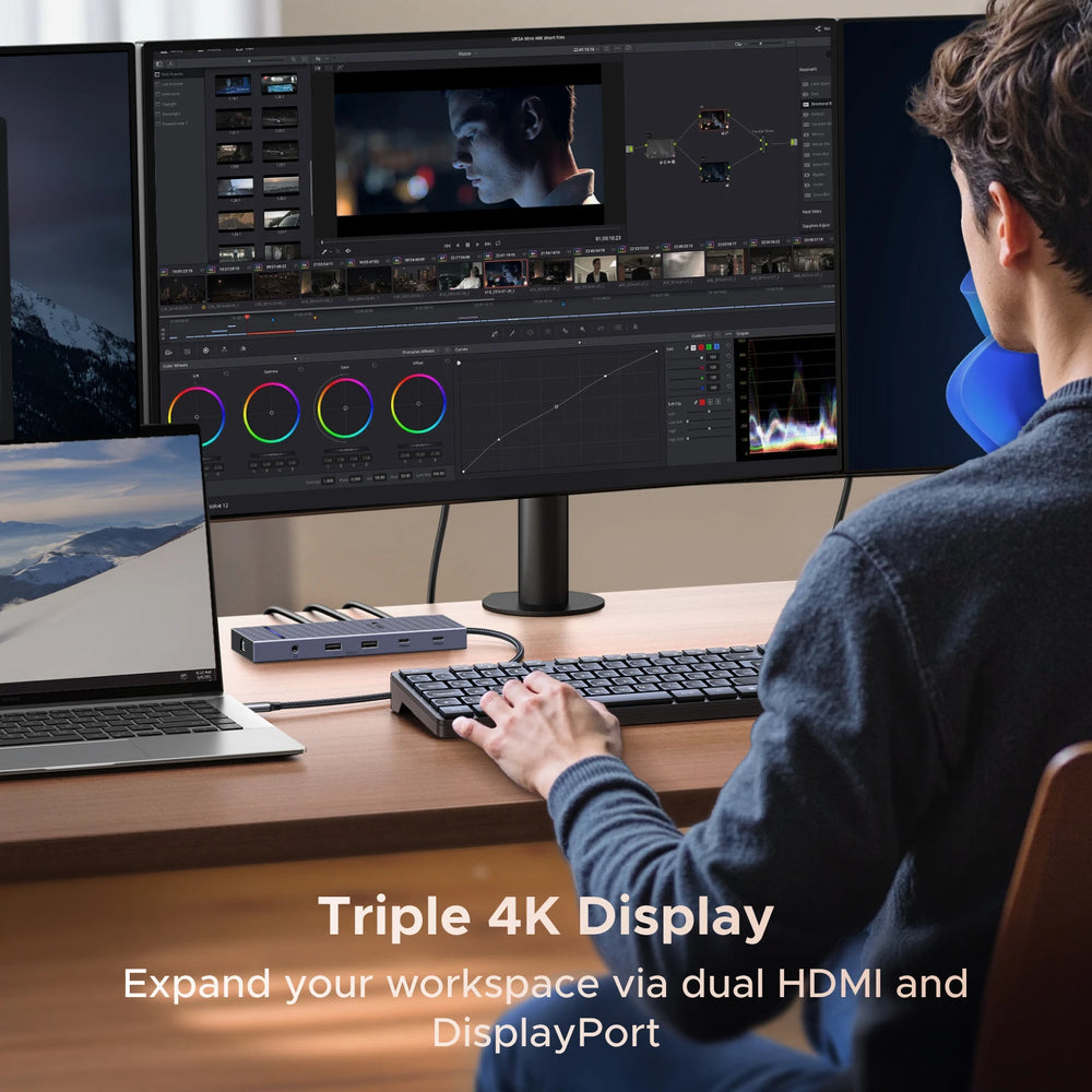 UGREEN USB-C Hub 4K120Hz DP - 2x HDMI, 10Gbps USB 3.2 Gen2 & RJ45