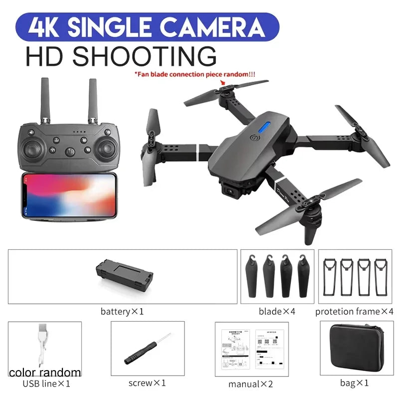 KBDFA E88 4K Foldable RC Drone 2025 - 1800mAh, Wide Angle & App Control