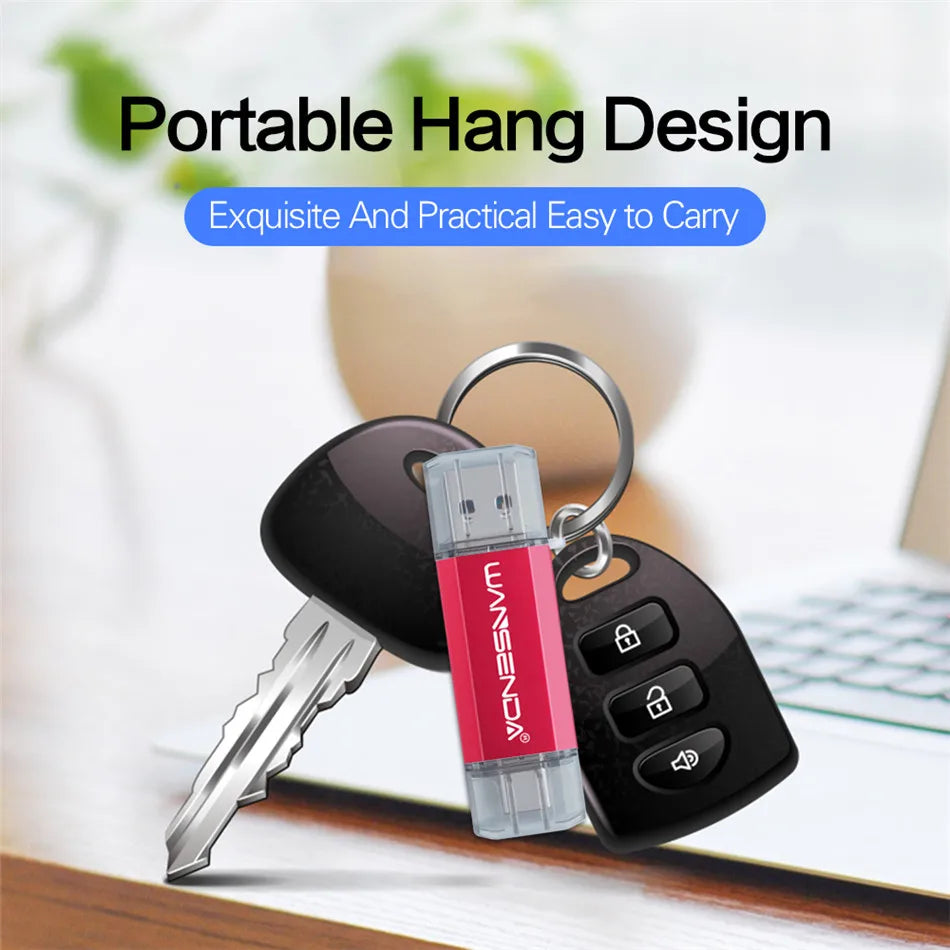 WANSENDA OTG Type-C USB 3.0 Flash Drive - 16GB to 512GB, 6 Colours
