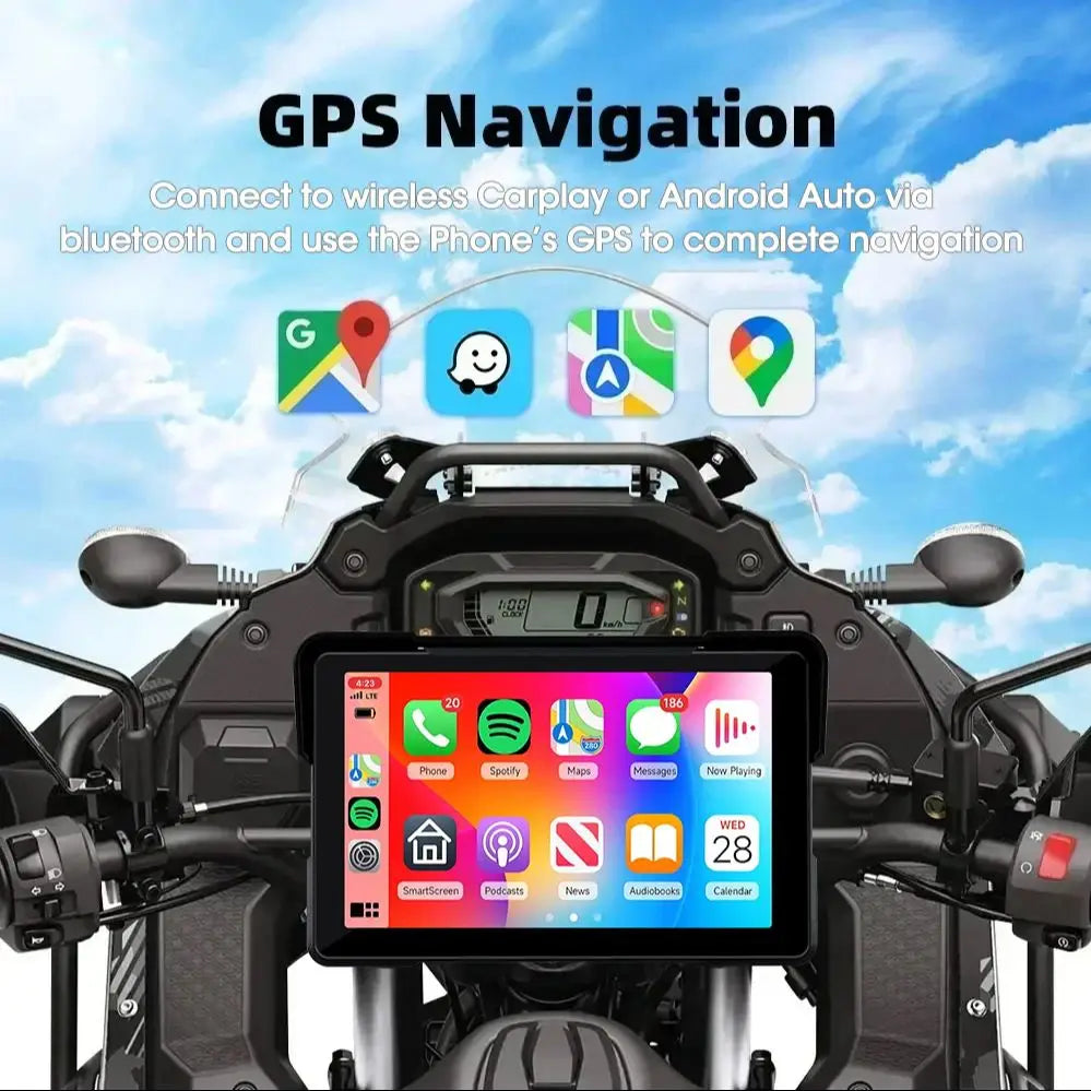 Jansite 5/7" IPX7 Motorcycle CarPlay GPS - Android Auto, 1024x600, Linux