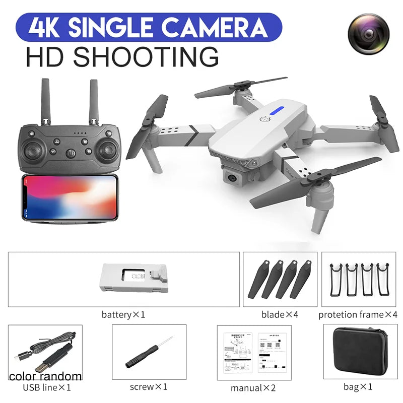E88 Pro 4K Foldable RC Drone 2024 - 1080P, WiFi FPV & Height Hold