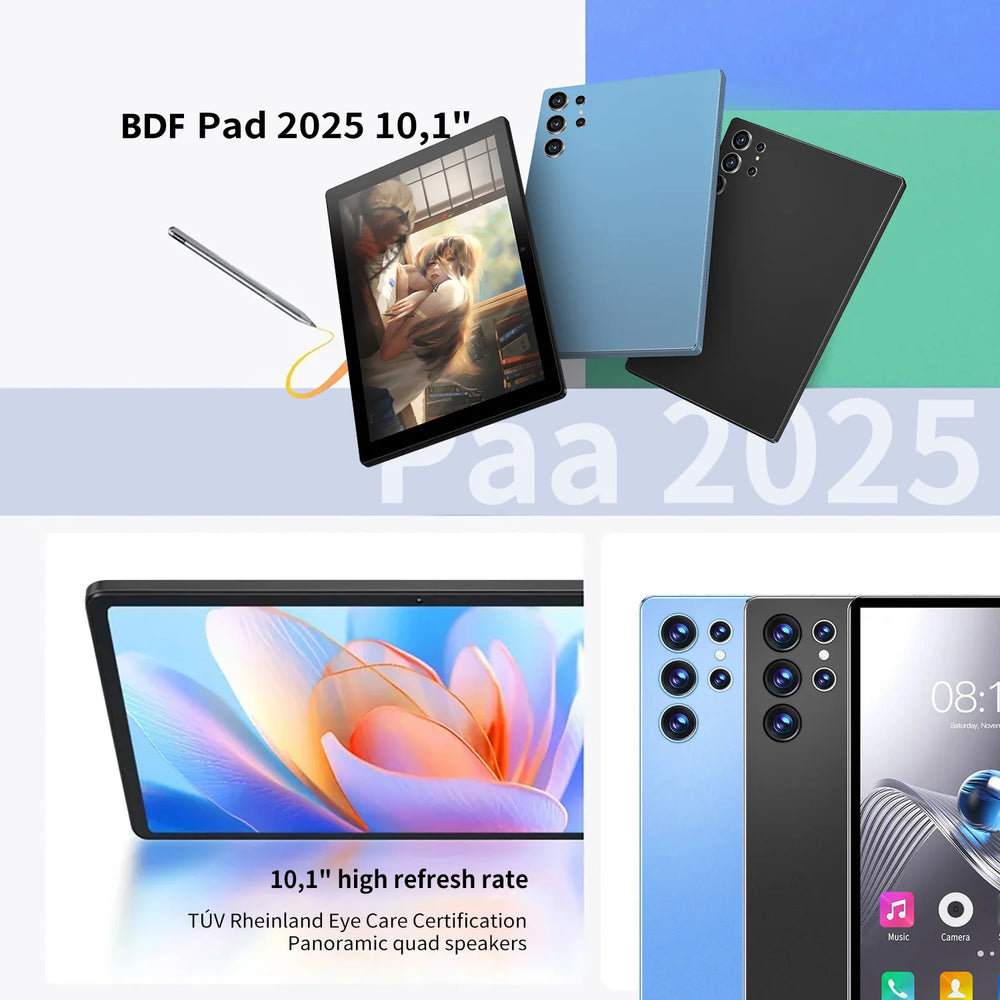 BDF H39 2025 Octa-Core Android Tablet - 4GB RAM, 64GB, 6000mAh & OTG