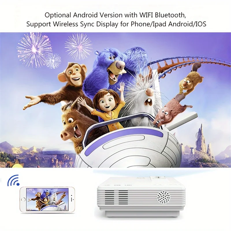 Portable LED Home Projector - 1080P, Dual WiFi and Bluetooth