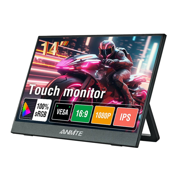 Anmite 14-Inch IPS Touch Portable Monitor - USB-C, 60Hz, Xbox/PS4/Switch