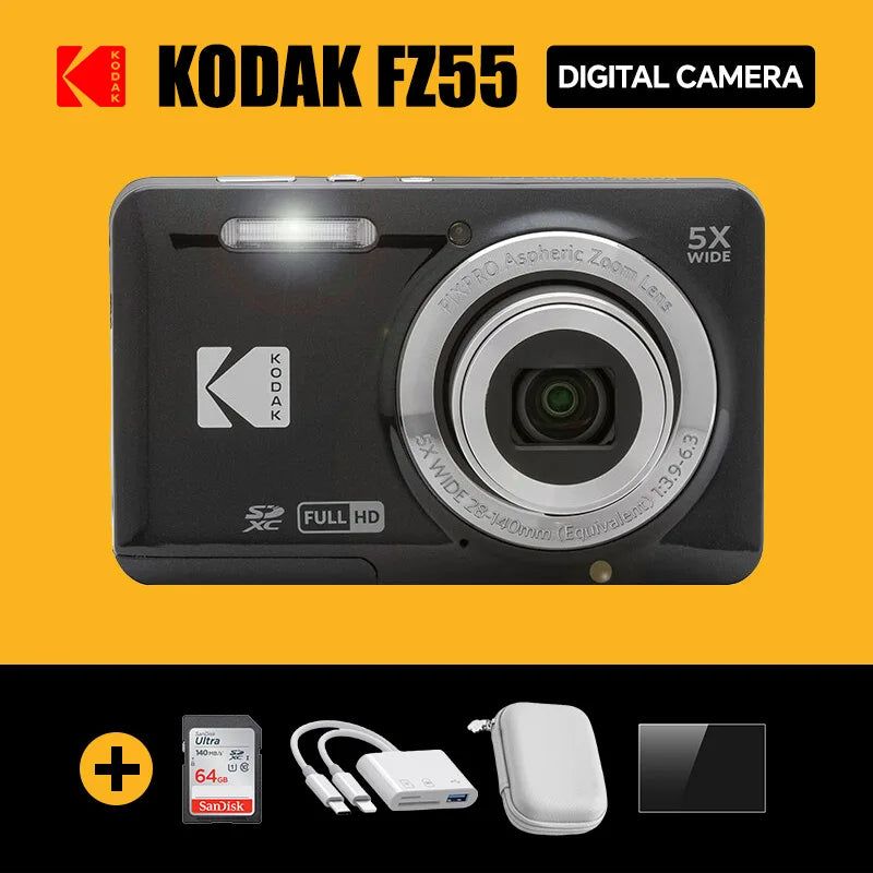 Kodak PIXPRO FZ55 16MP Compact Camera - 5X Zoom, 1080P & 32GB SD Kit